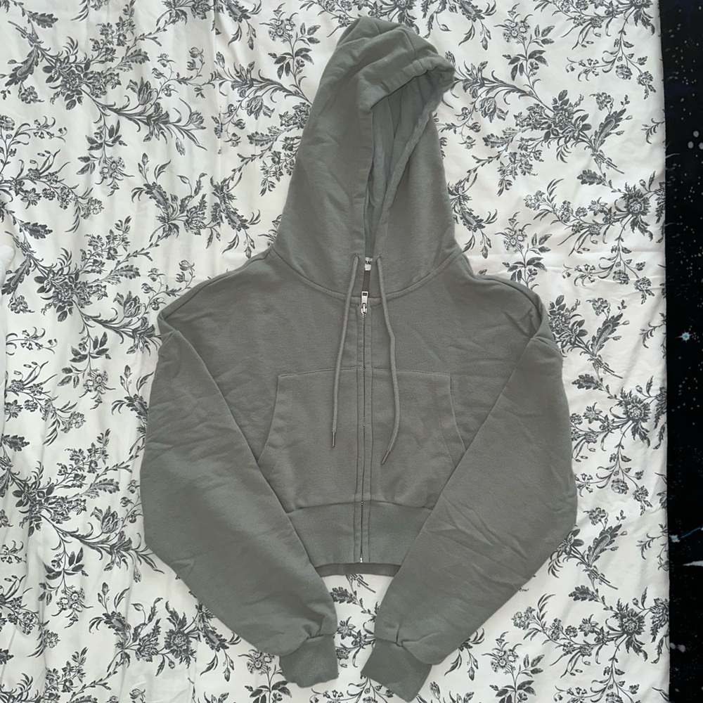 Garage Sage Green Cropped Hoodie